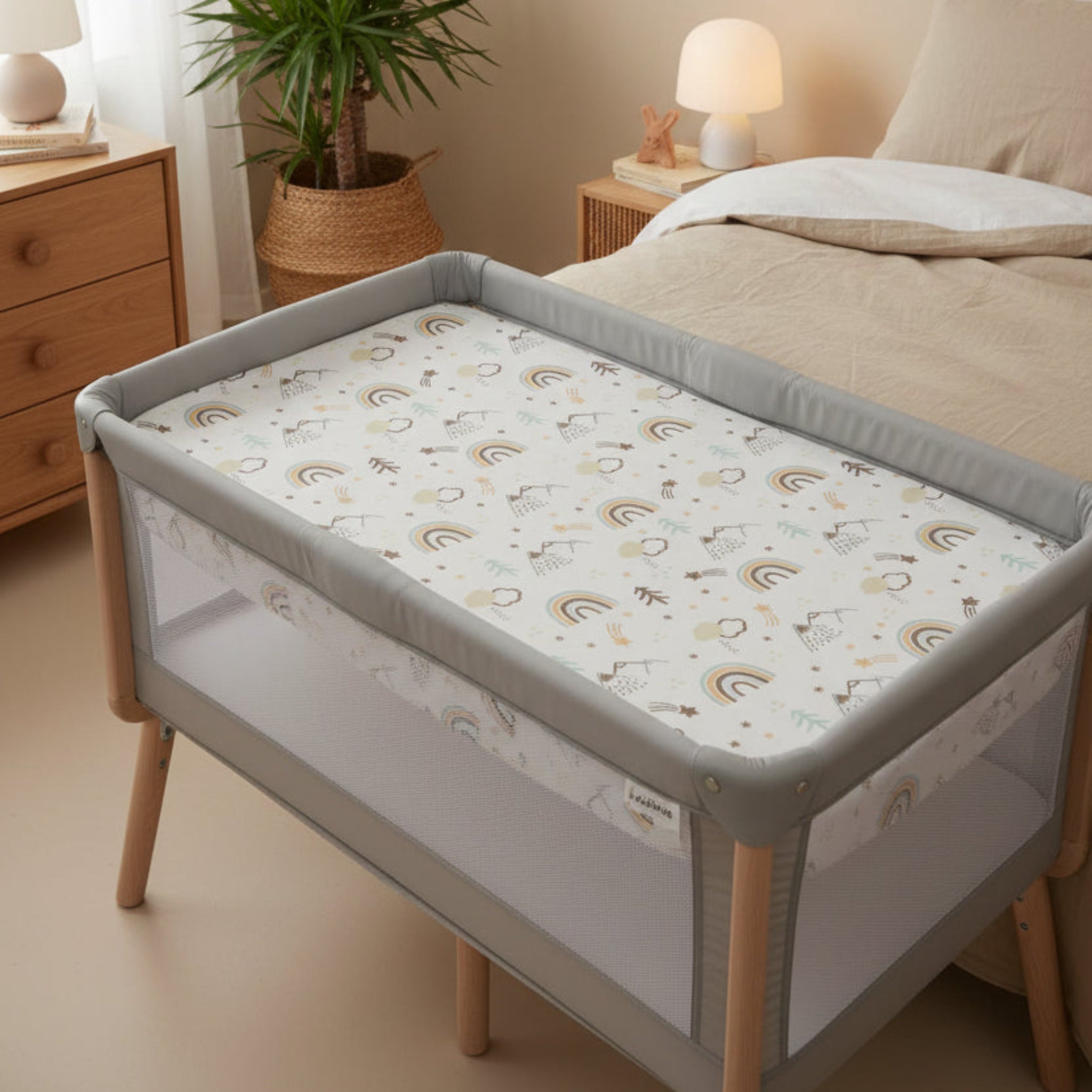 Pack of three Next2me Fittedsheets - Orange rainbow image