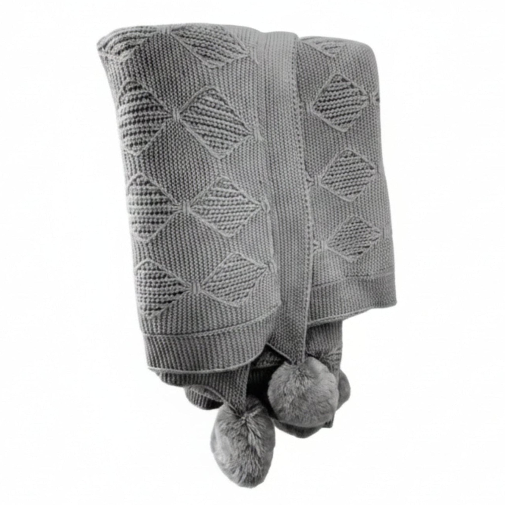 Knitted Blanket With Pom-Pom