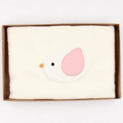 Baby Receiving Blanket with Bird Print, Boxed