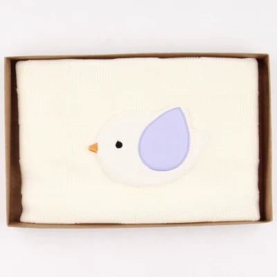 Baby Receiving Blanket with Bird Print, Boxed